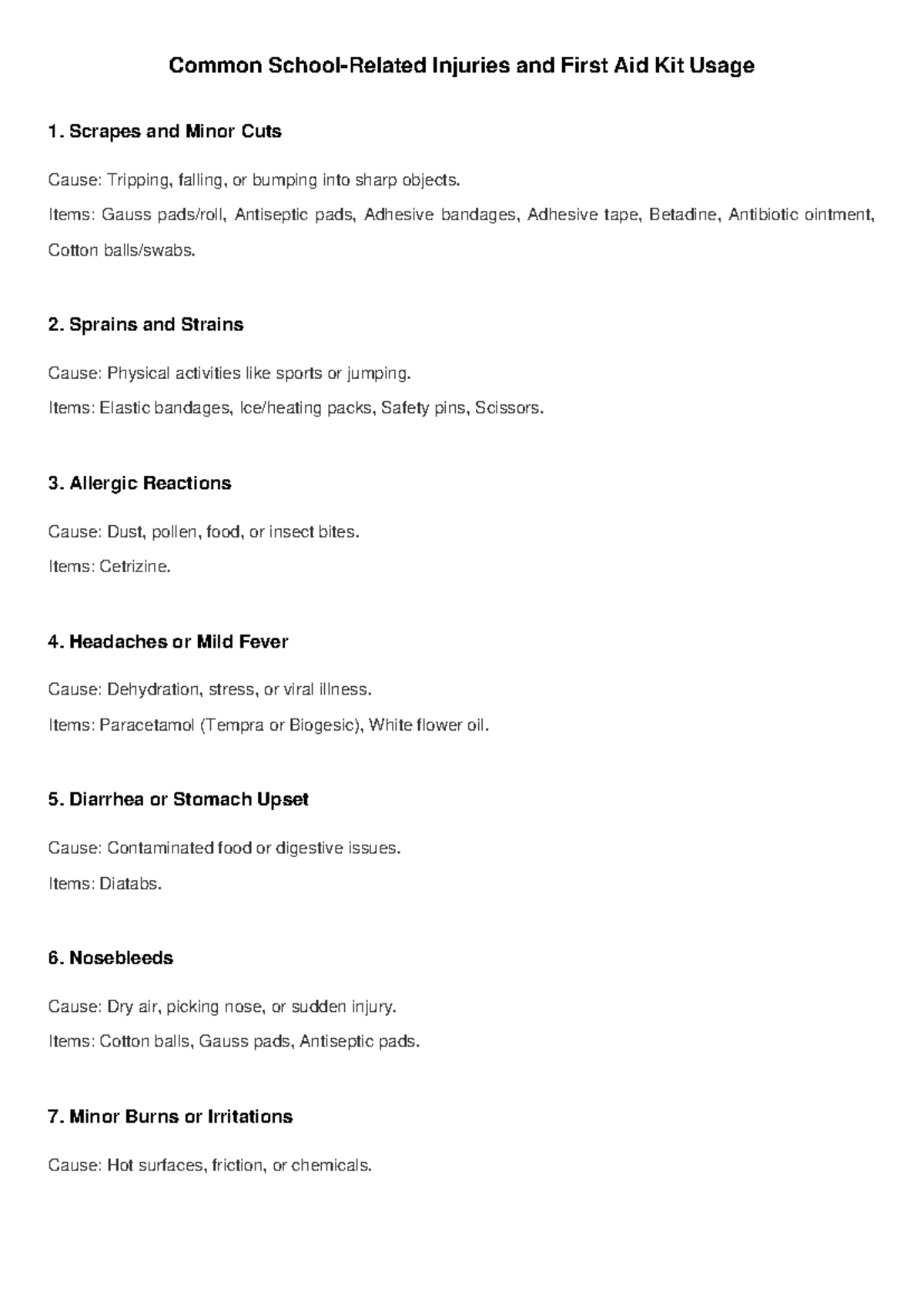 Updated School Injury First Aid Guide - Common School-Related Injuries ...
