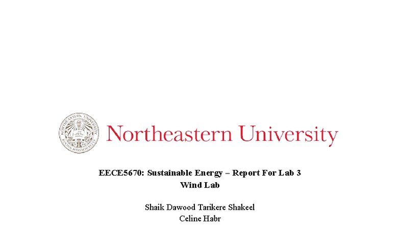 EECE5670: Lab 3 Report on Wind Turbine Performance Analysis - Studocu - Home Wind Turbine Performance Analysis