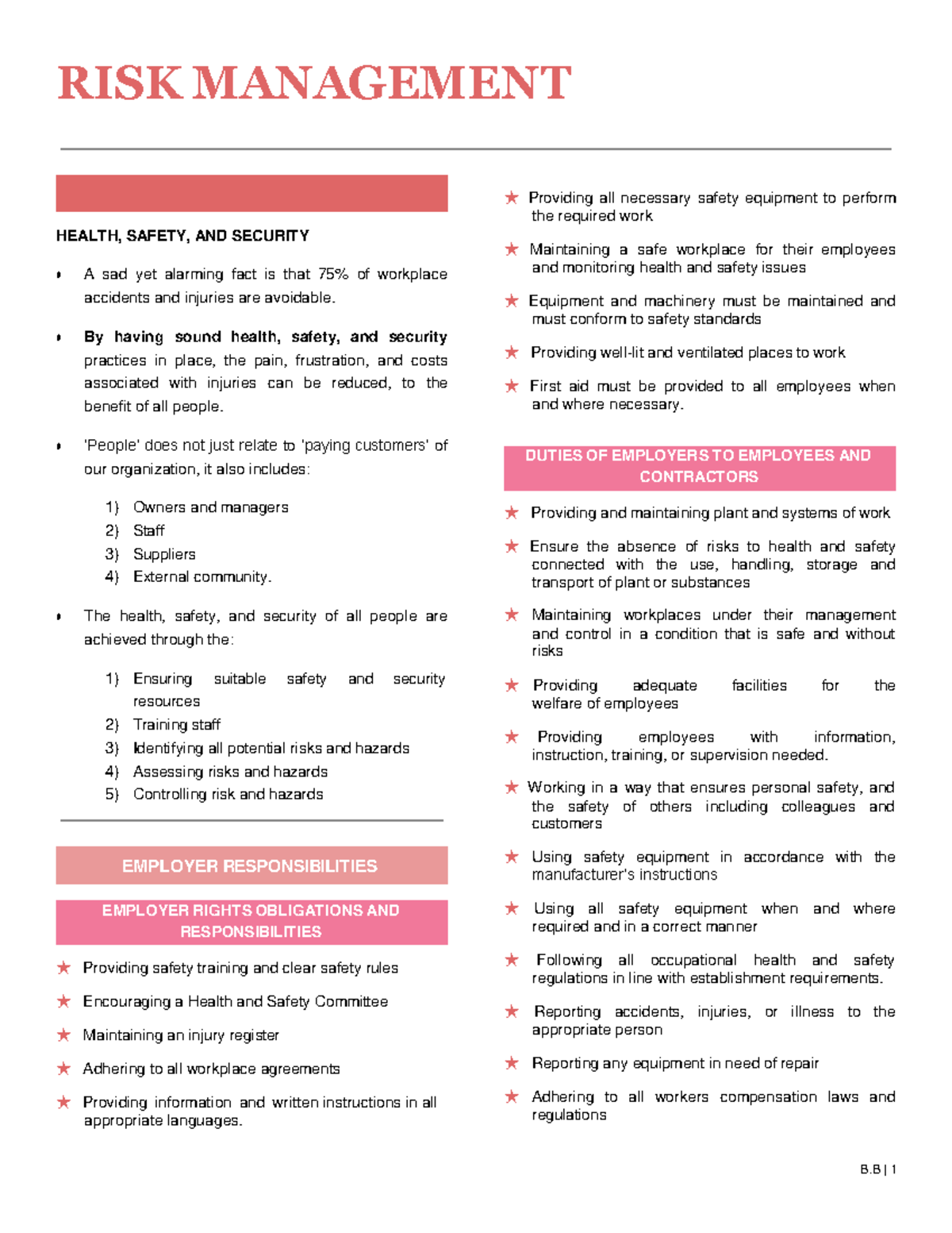 RISK 101: Midterm Review on Health, Safety, and Security Practices ...