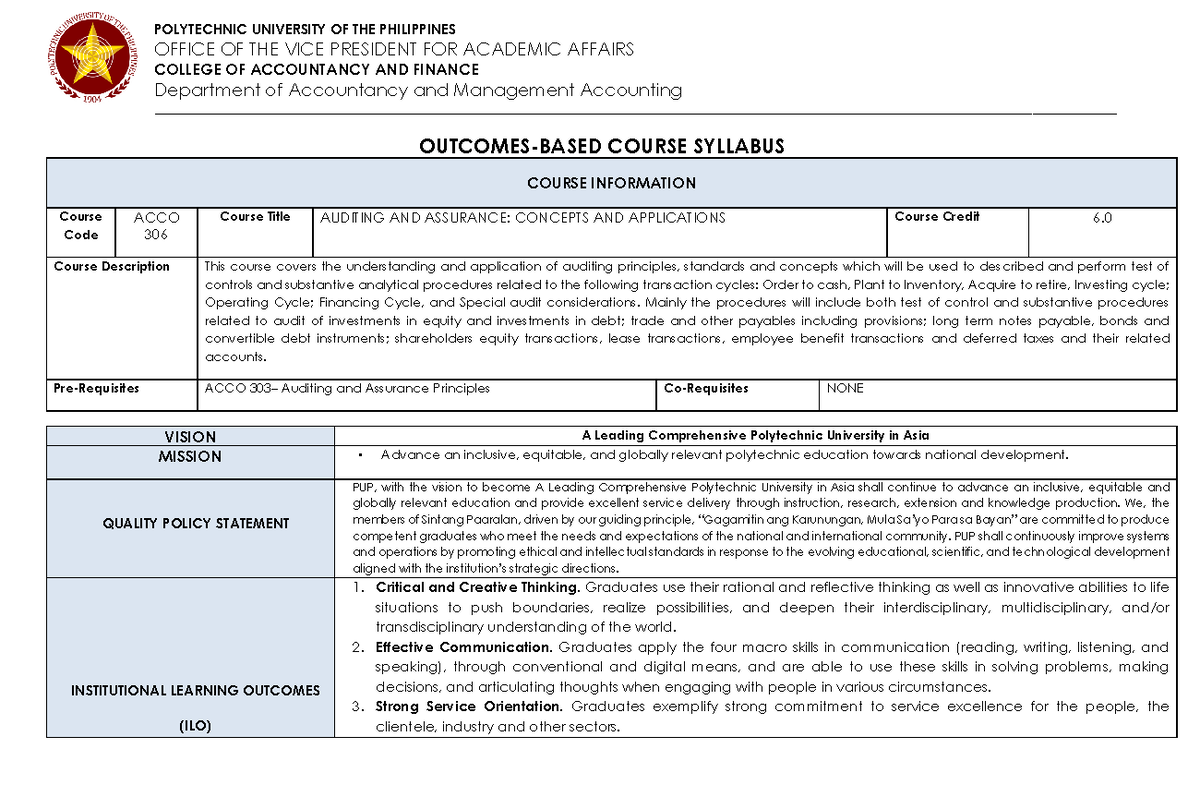 ACCO 306 Final Exam Review: Auditing & Assurance Concepts - Studocu