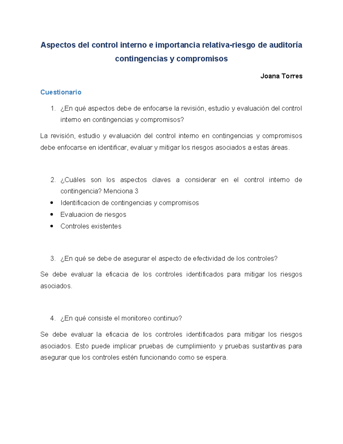 Aspectos del Control Interno y Auditoría de Contingencias ...