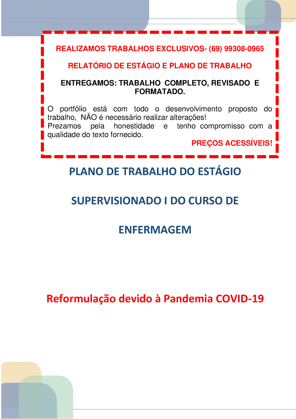 Est Gio Supervisionado Hospitalar Plano De Trabalho Do Est Gio