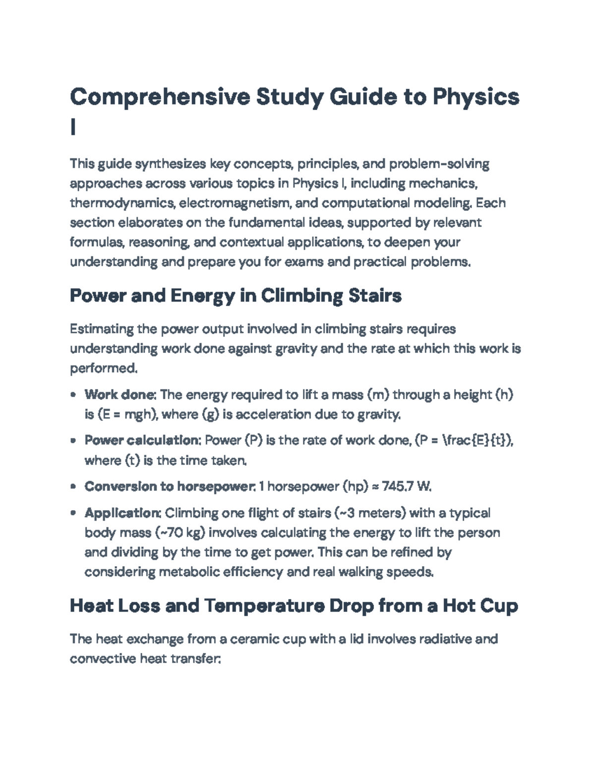Comprehensive Study Guide for Physics I: Key Concepts & Applications ...