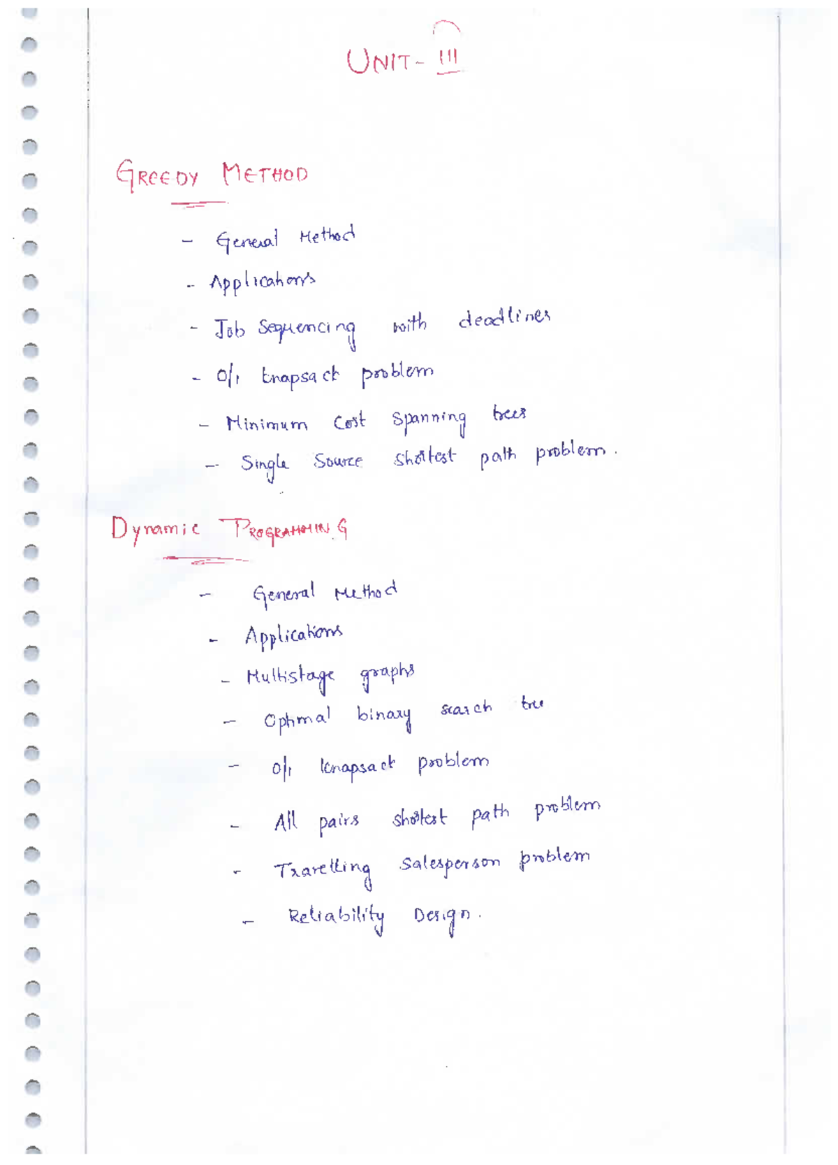 DAA Notes - Greedy Method and Job Sequencing Analysis (UNIT-4-1) - Studocu