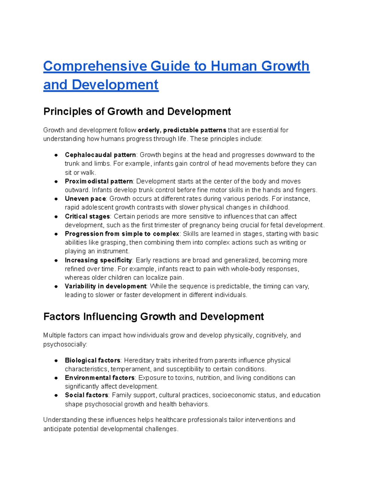 Comprehensive Guide to Human Growth & Development (PSY 101) - Studocu