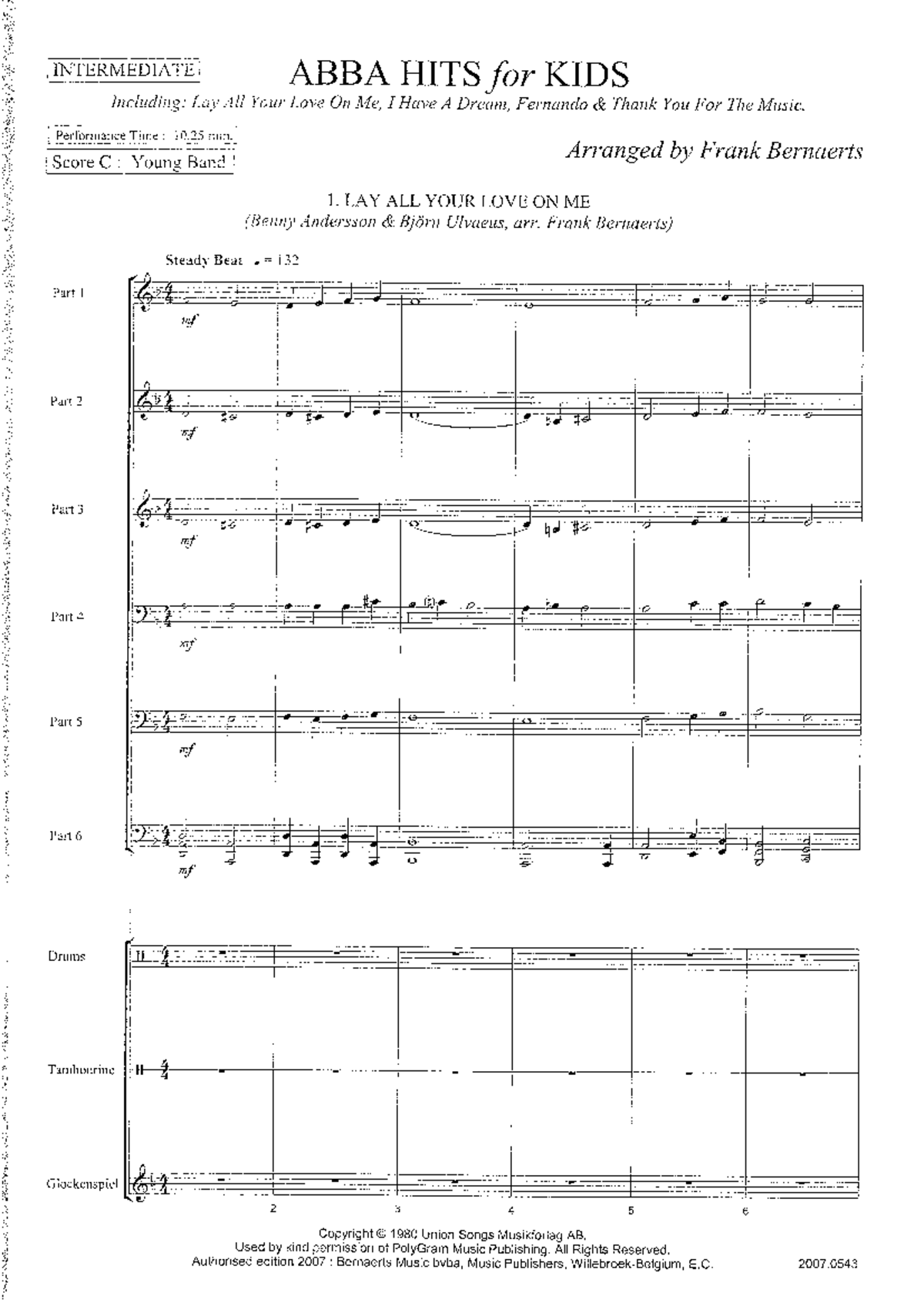 INTERMEDIATE ABBA HITS for KIDS - Arranged by Frank Bernaerts - Document Preview