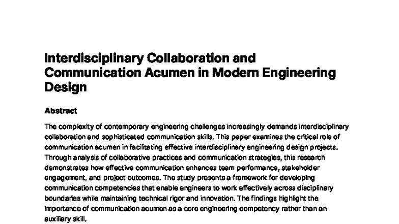ENGR 401: Interdisciplinary Collaboration & Communication Skills in ...