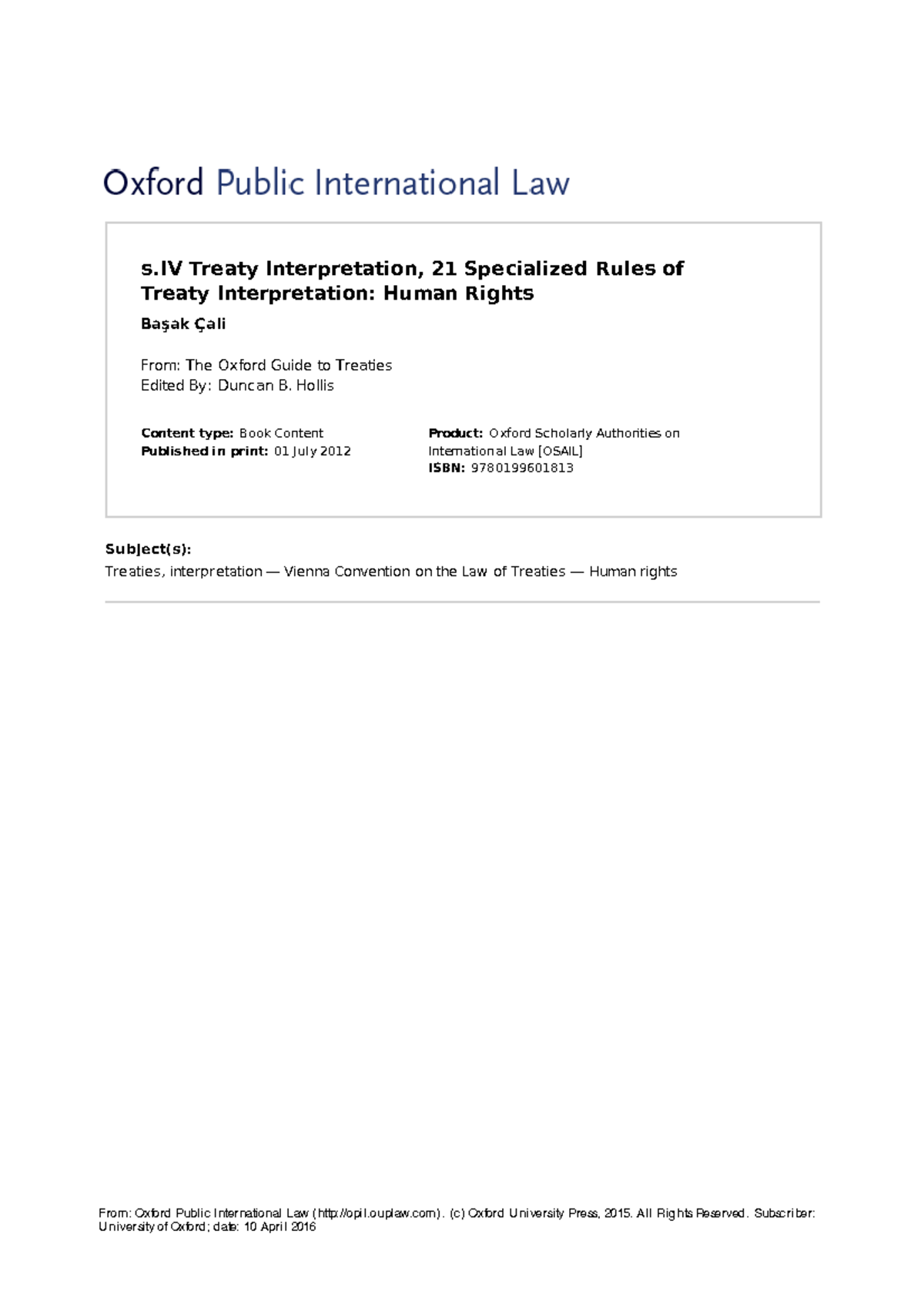 CALI 2012 Specialized Rules for Treaty Interpretation in Human Rights ...