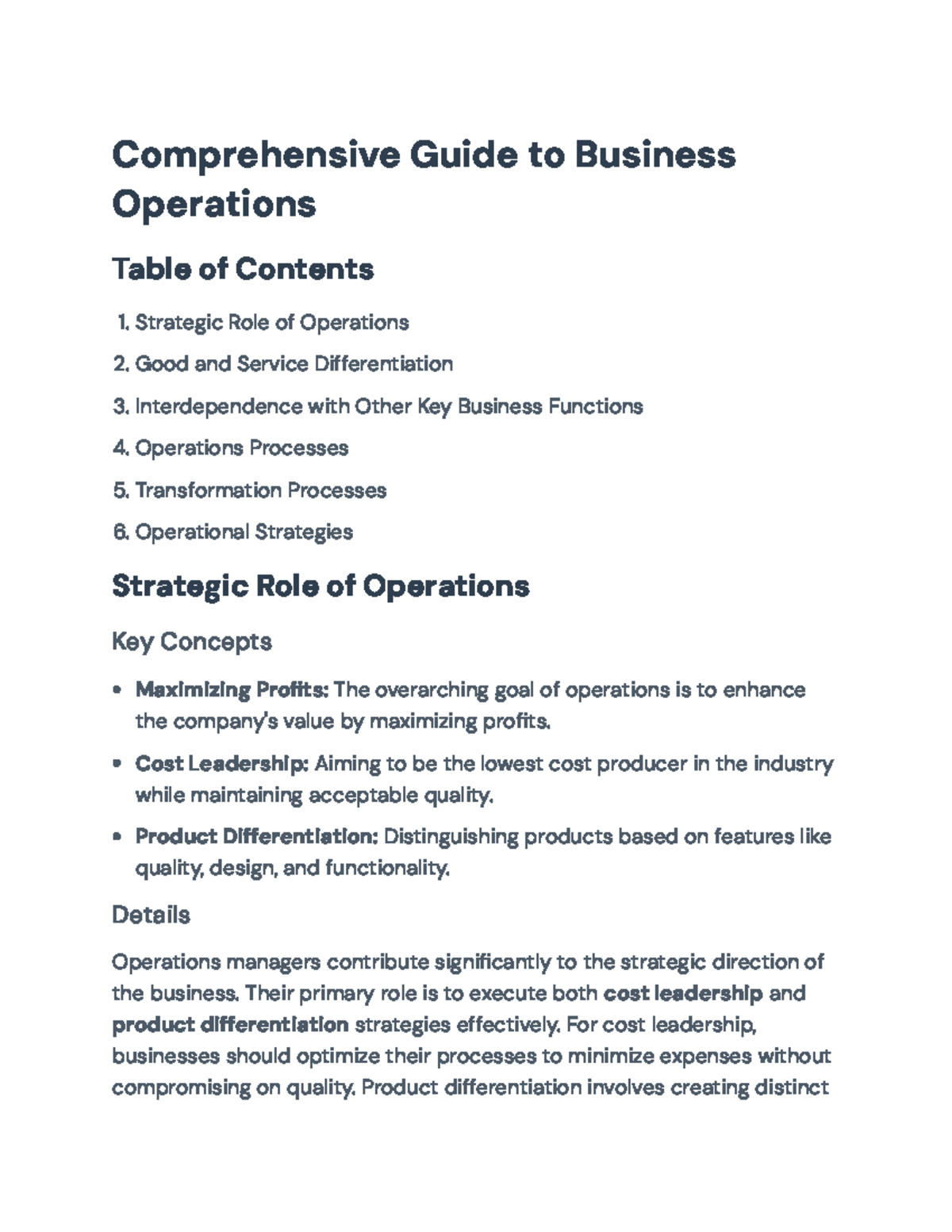 Comprehensive Guide to Business Operations Strategies and Processes ...