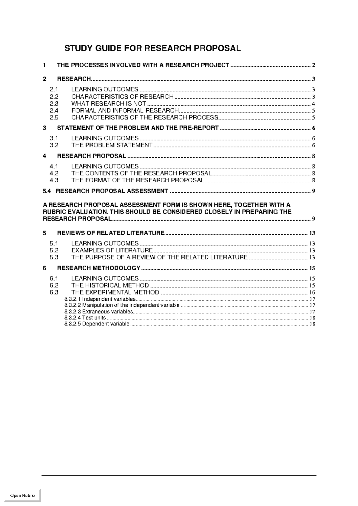 Study Guide for Research Proposal (Course Code: RESEARCH 101) - Studocu