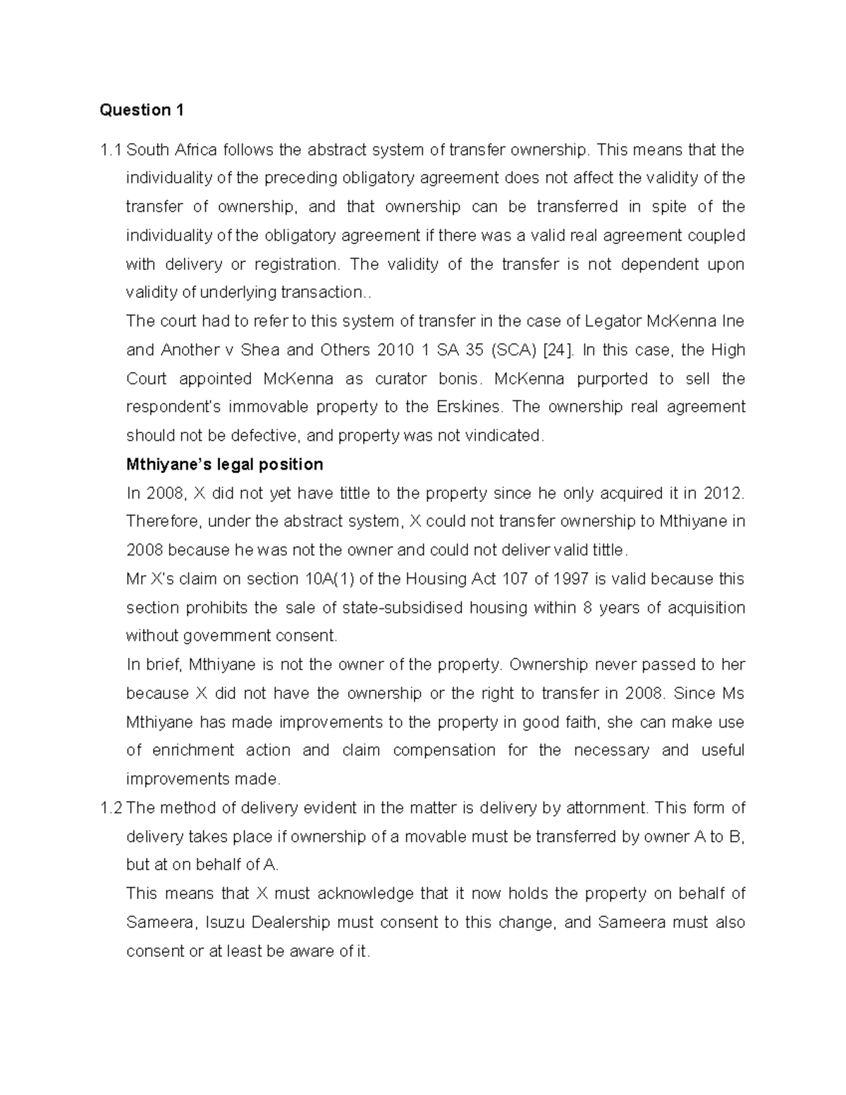 Law of Property (LAW101): Abstract System of Ownership Transfer ...