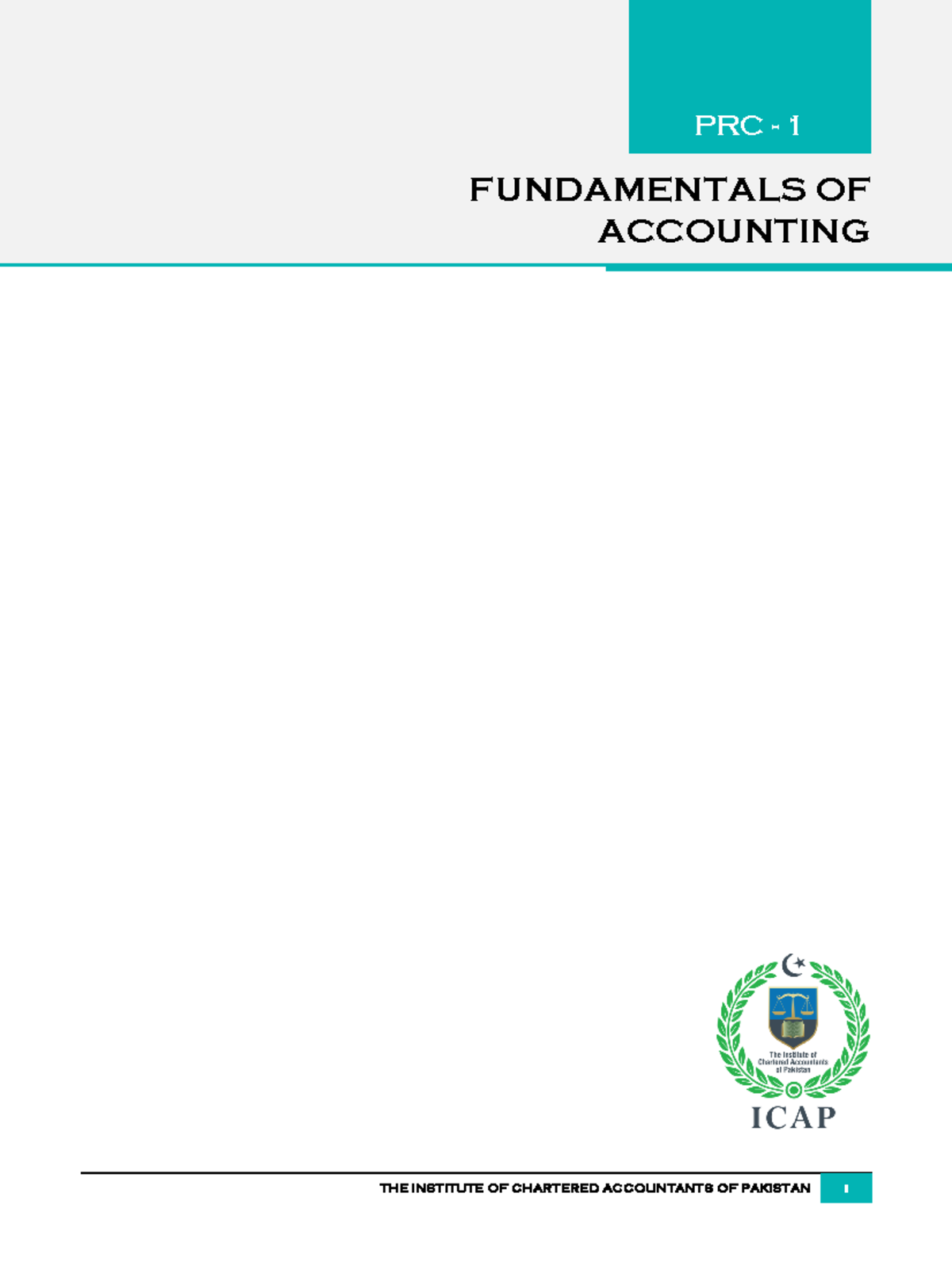 PRC 1: Fundamentals of Accounting - Question Bank for ICAP Students - Document Preview