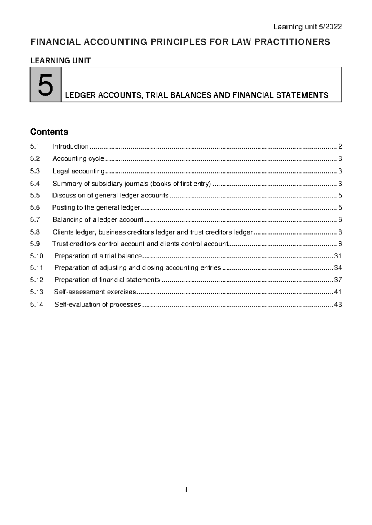 2022 FAC1503 Learning unit 5 - FINANCIAL ACCOUNTING PRINCIPLES FOR LAW ...