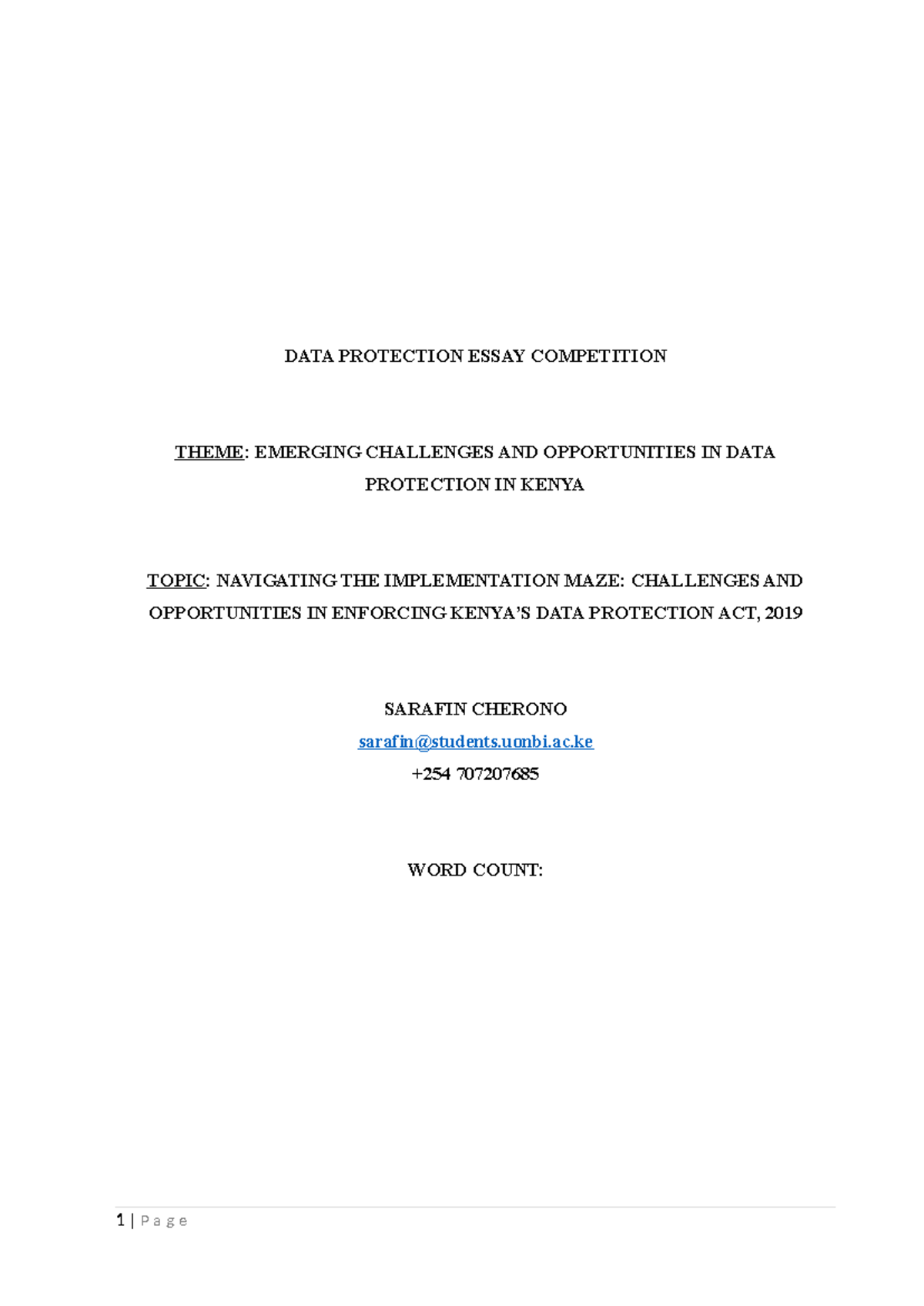 Final DATA Protection Essay Competition - DATA PROTECTION ESSAY ...