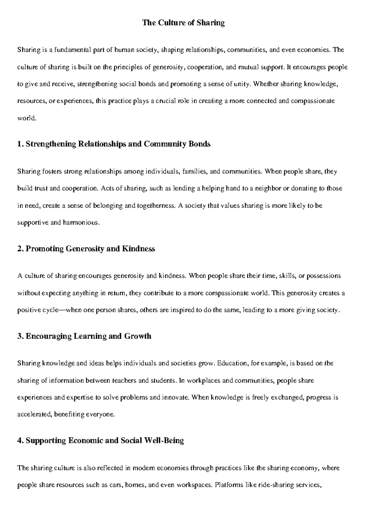 Assignment: Understanding the Importance of Sharing Culture - Studocu