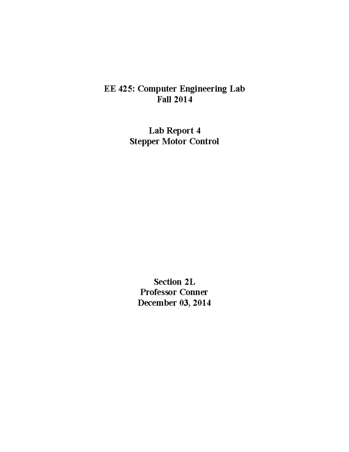 425 Lab Report 4 - EE 425: Computer Engineering Lab Fall 2014 Lab ...
