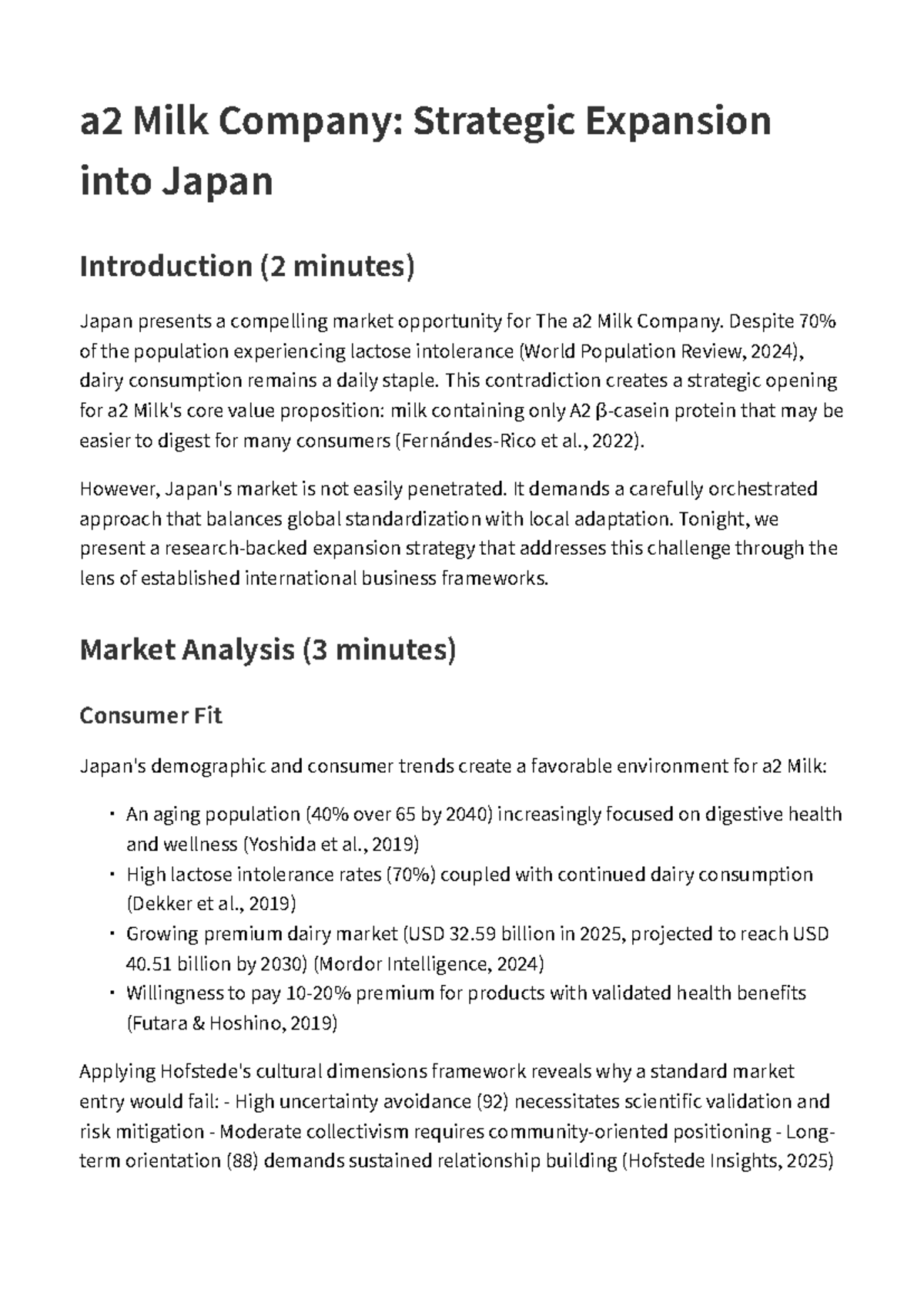A2 Milk Company: Strategic Expansion Plan for Japan Market - Studocu