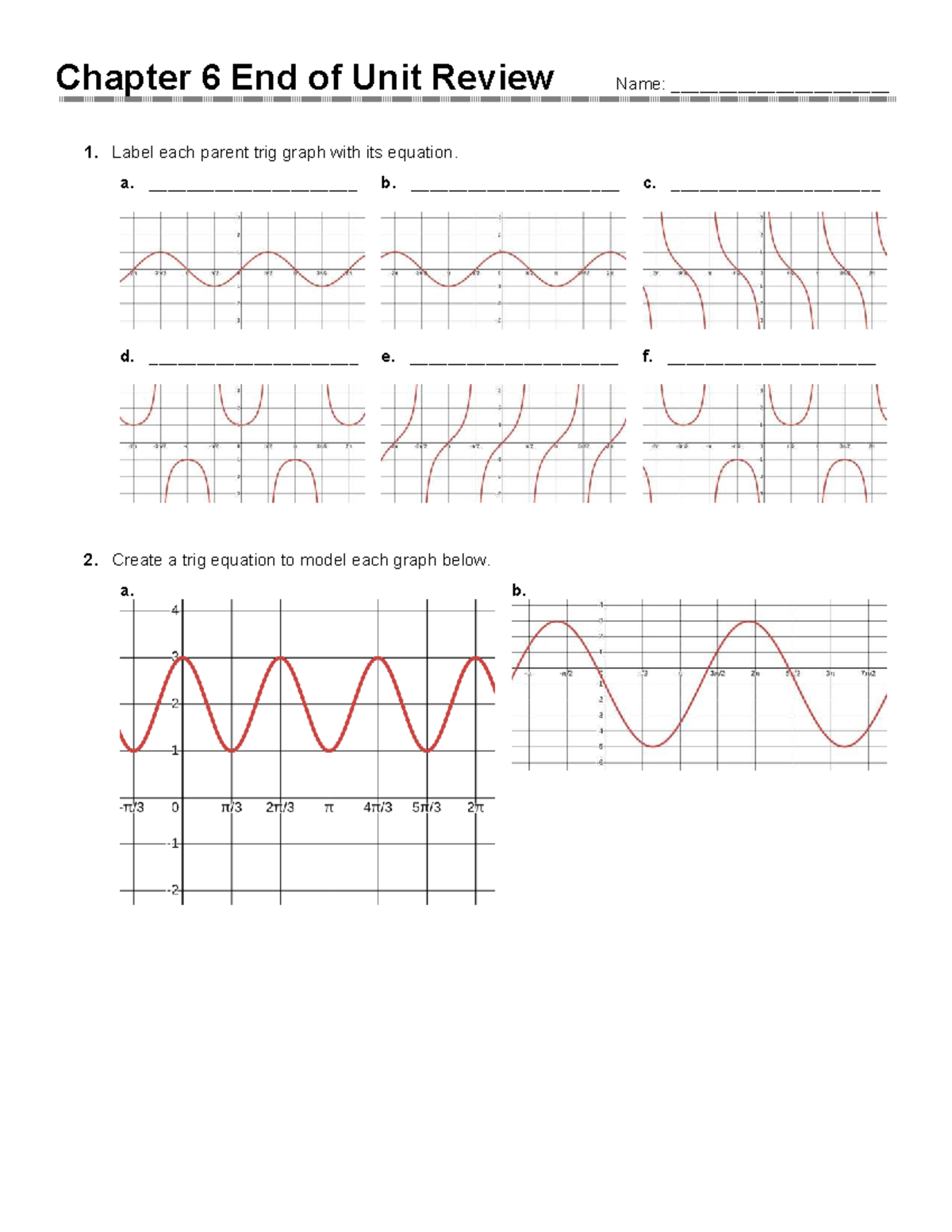 Chapter 6 Trigonometry End of Unit Review - Studocu