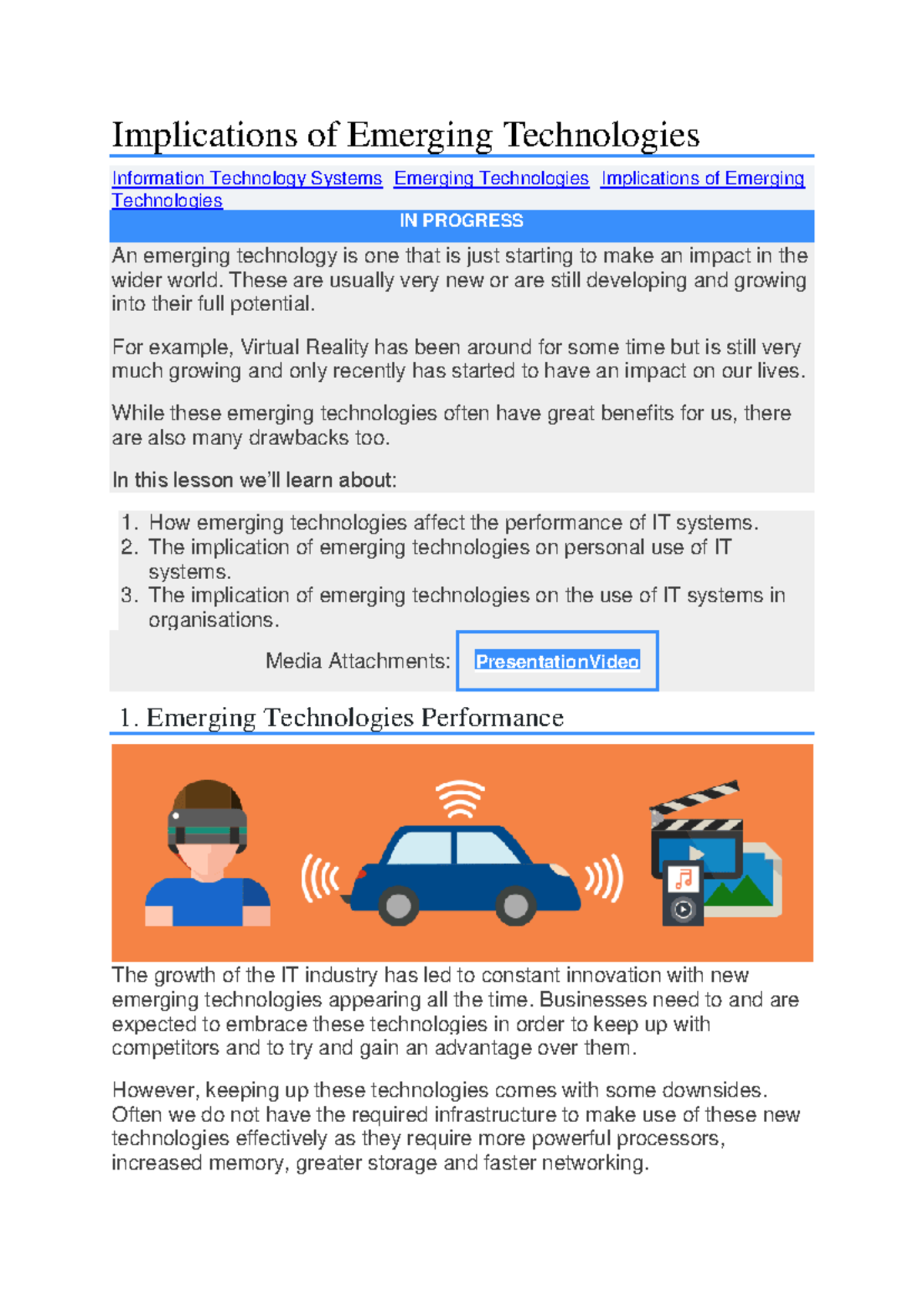 Implications of Emerging Technologies - Implications of Emerging ...