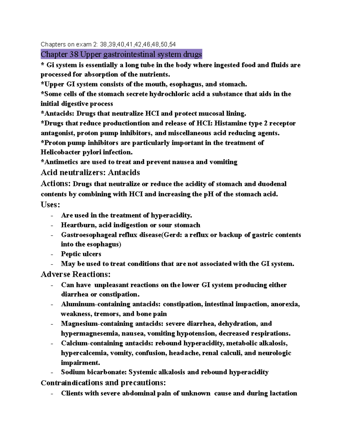 Pharmacology Exam 2 Study Guide: Key Concepts from Chapters 38-54 - Studocu