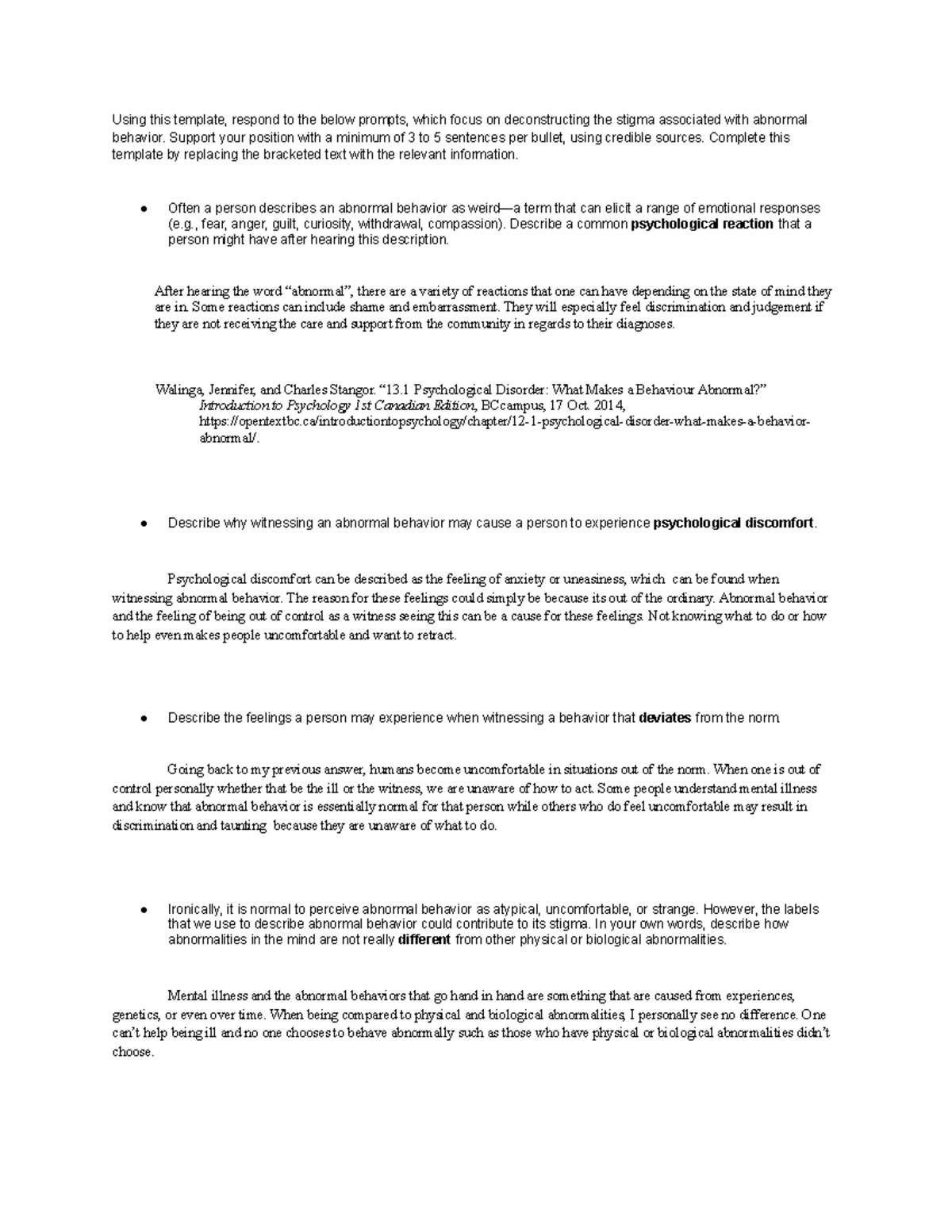 Psych 101 Module 1 Milestone: Understanding Stigma in Abnormal Behavior ...