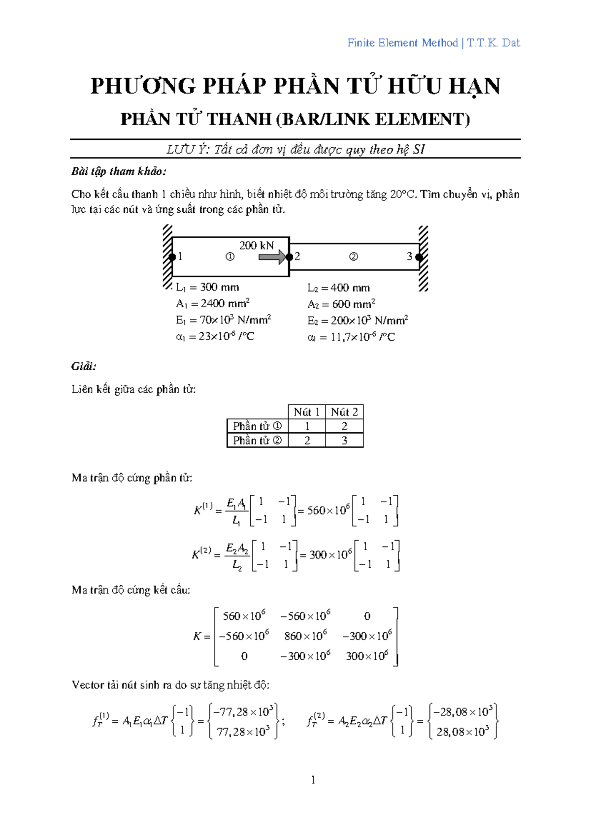 Finite Element Method (FEM) Analysis in Ansys - T.T.K. Dat - Studocu