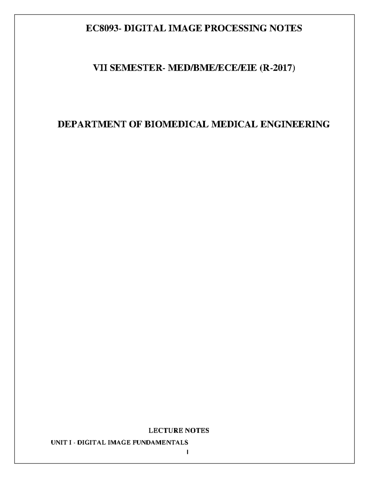 EC8093 - Final Exam Lecture Notes on Digital Image Processing - Studocu