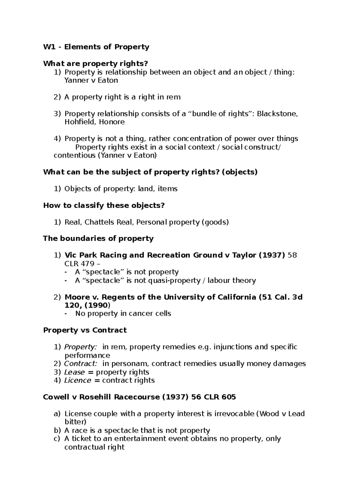 Property Law Exam Structure: Key Concepts and Case Studies - Studocu