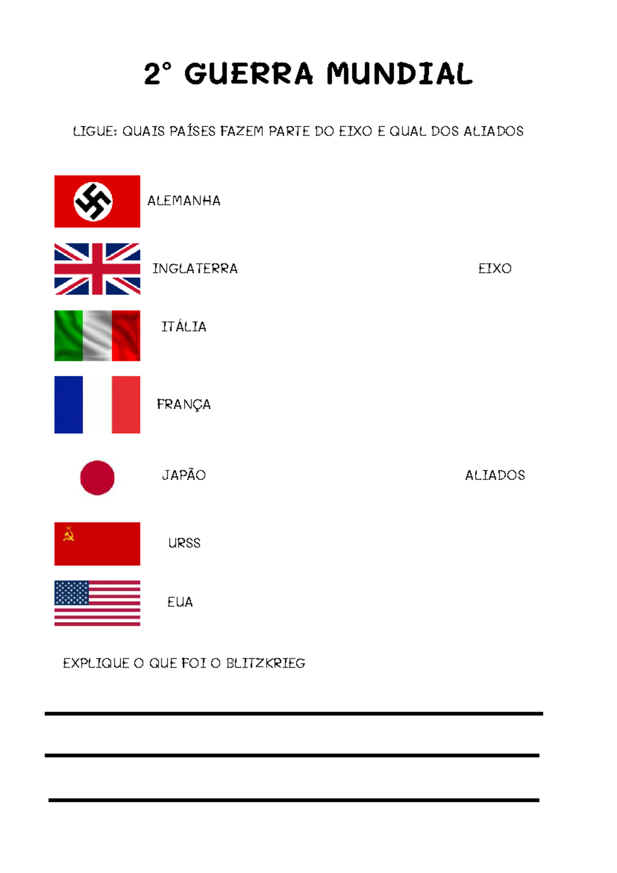 Atividade Adaptada 2º Guerra Mundial - Teoria da História - 2º GUERRA ...