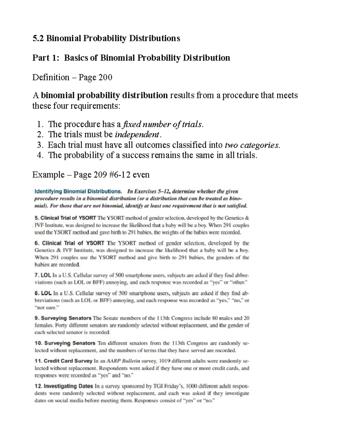 Chapter 5 Notes (13th Ed): Binomial Probability Distributions - Studocu