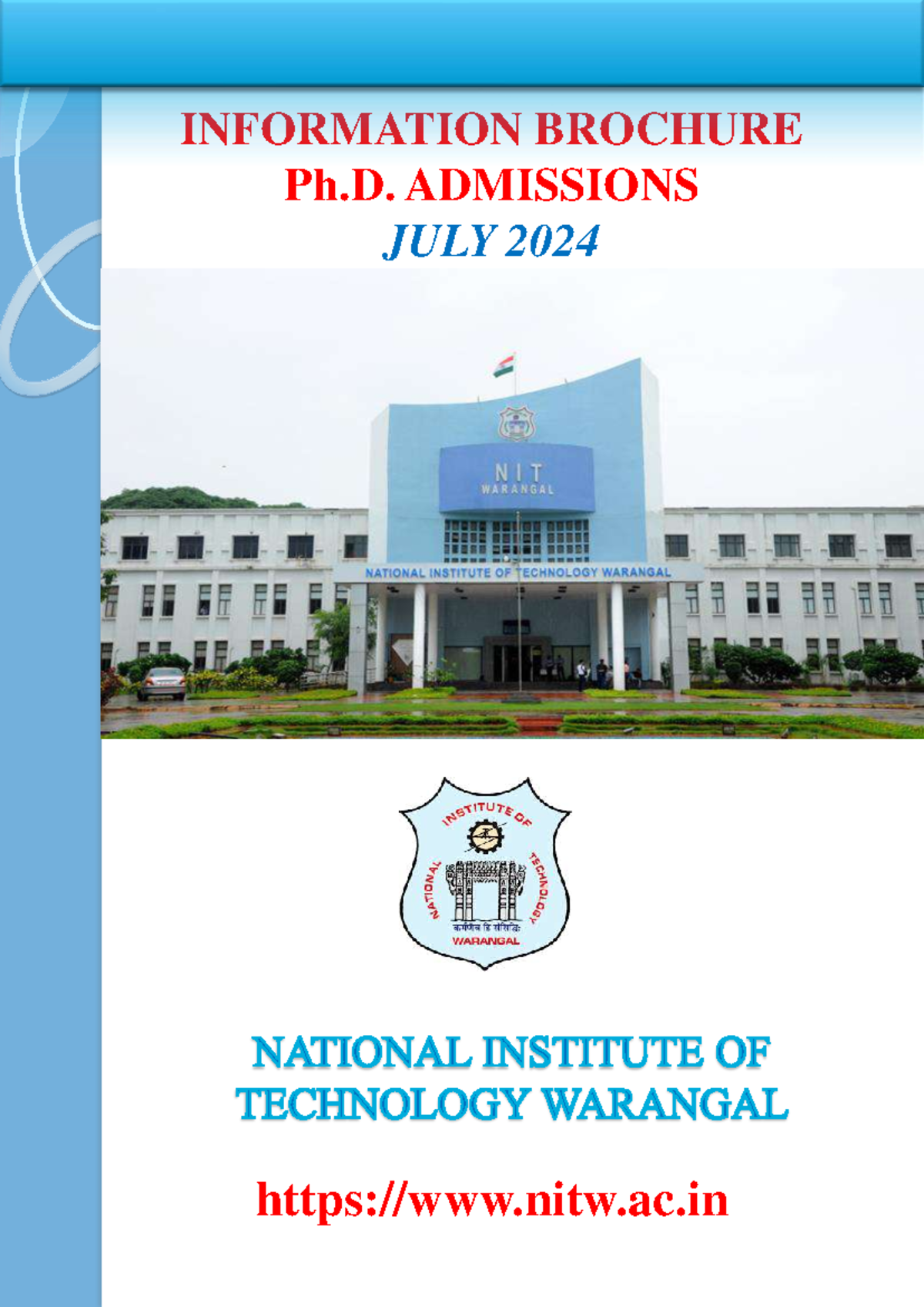 Nit warangal phd admission 2024 compressed - nitw.ac INFORMATION ...