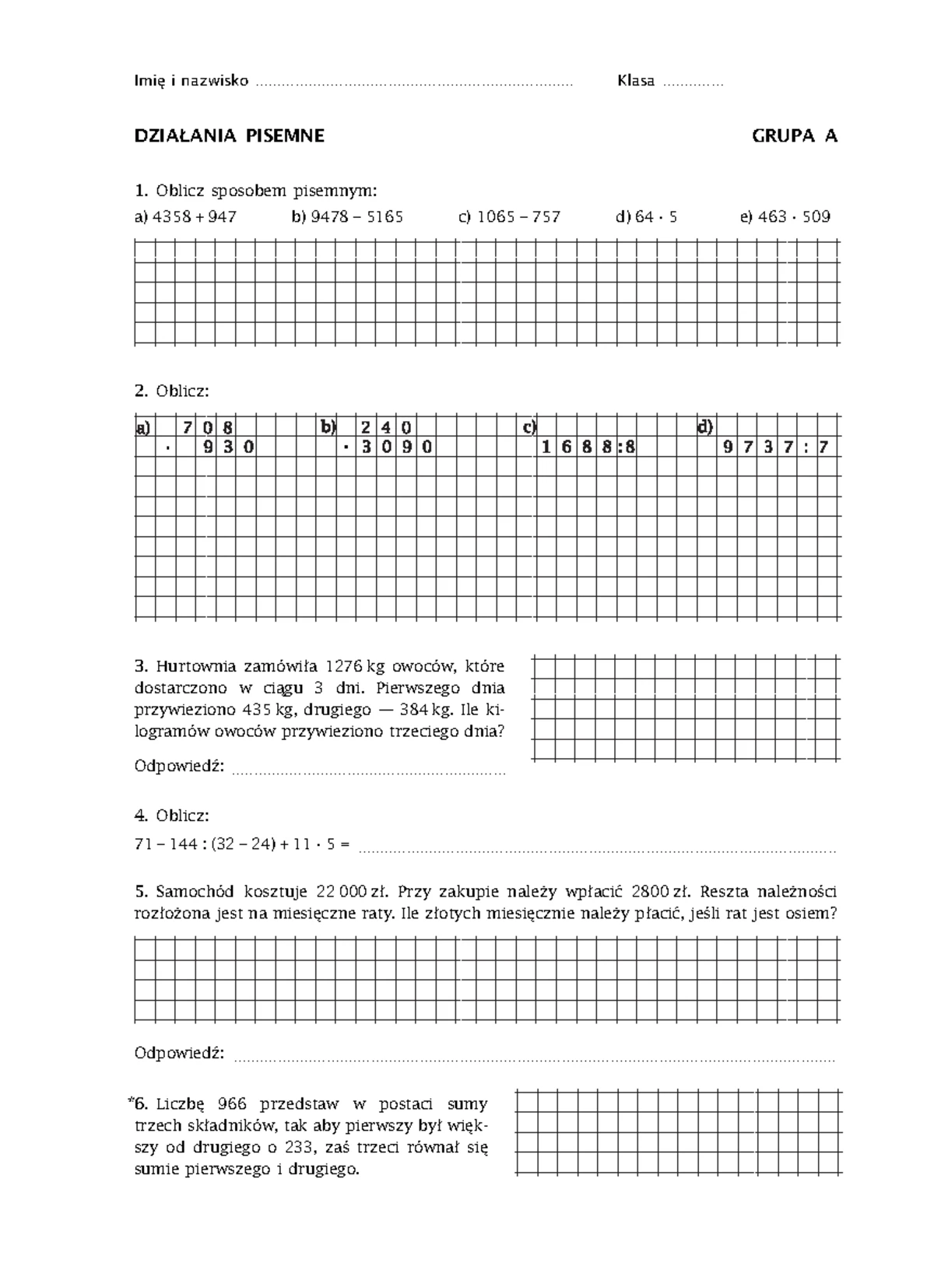 Junior explorer klasa 4 unit 5 - Junior Explorer 4 Unit 5 Test A grupa