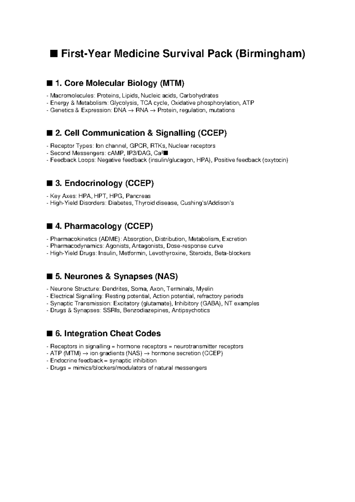 Medicine Survival Pack (MTM, CCEP, NAS) - Key Concepts & Cheat Codes ...