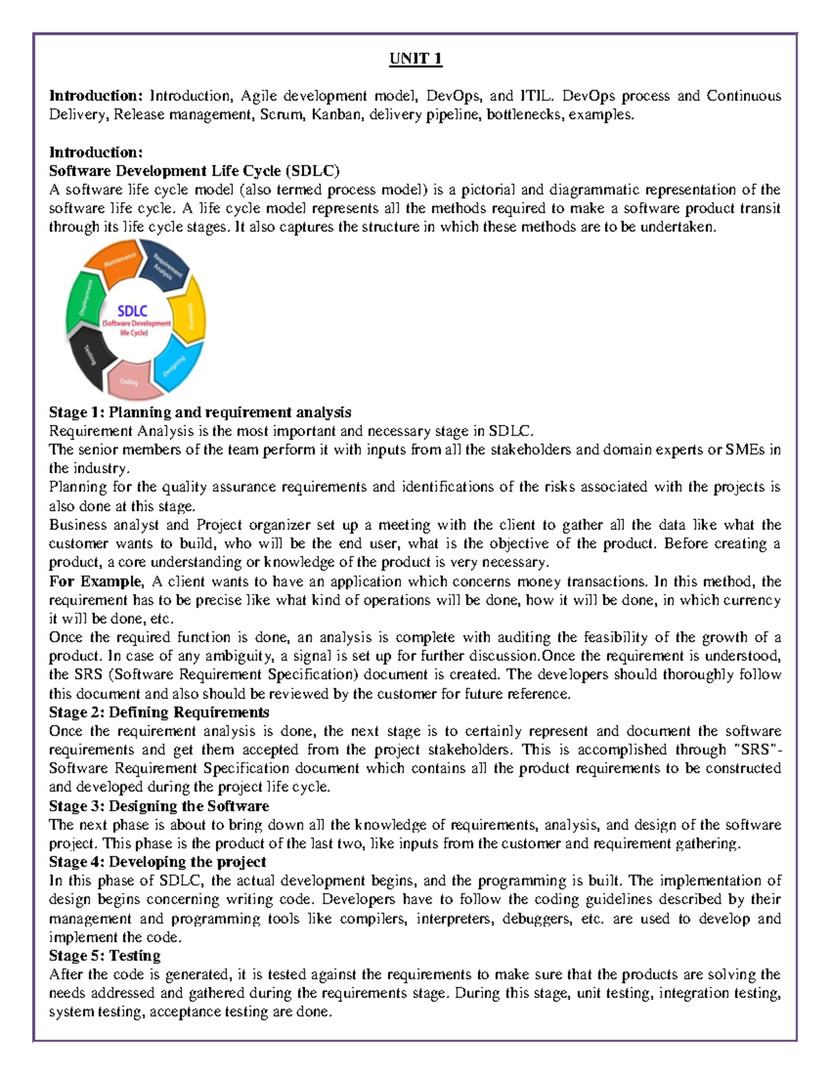 DevOps UNIT 1: Understanding Agile, Processes, and ITIL Principles ...