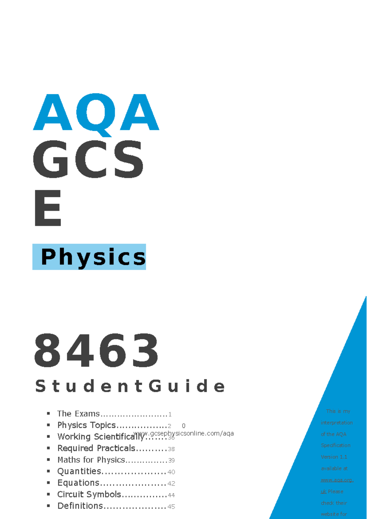 GCSE Physics Online - Student Booklet (Sep) - 0 gcsephysicsonline/aqa ...