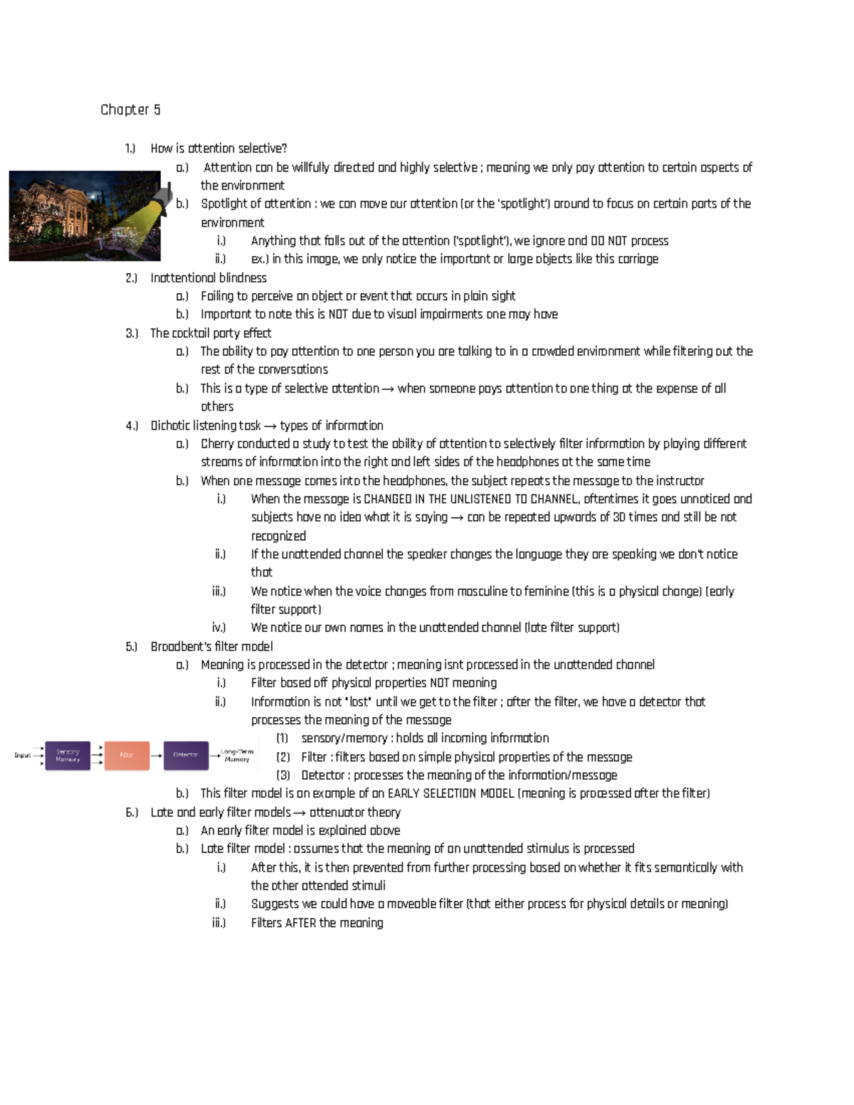 Cognitive psych study guide exam 2 - Chapter 5 1.) How is attention ...