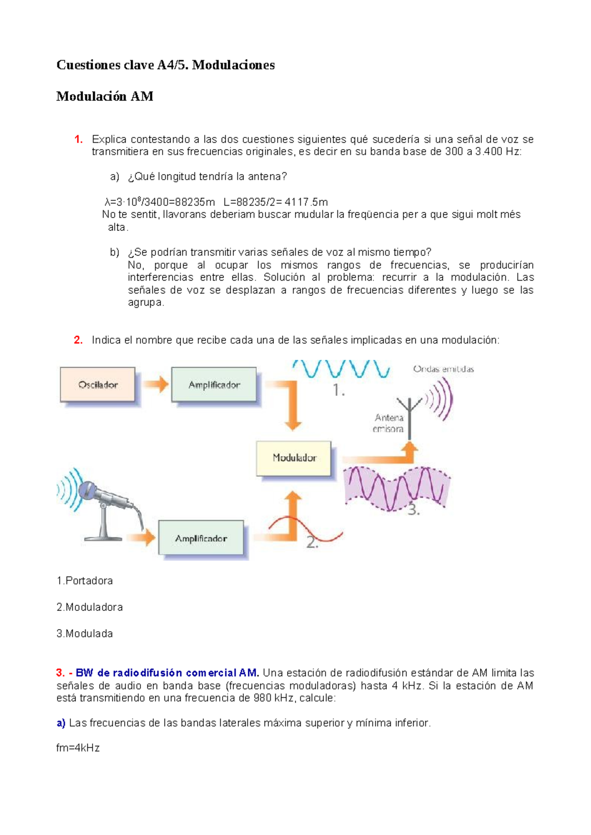 A4. Cuestiones Clave sobre Modulación AM y FM - Curso 2021-2022 - Studocu