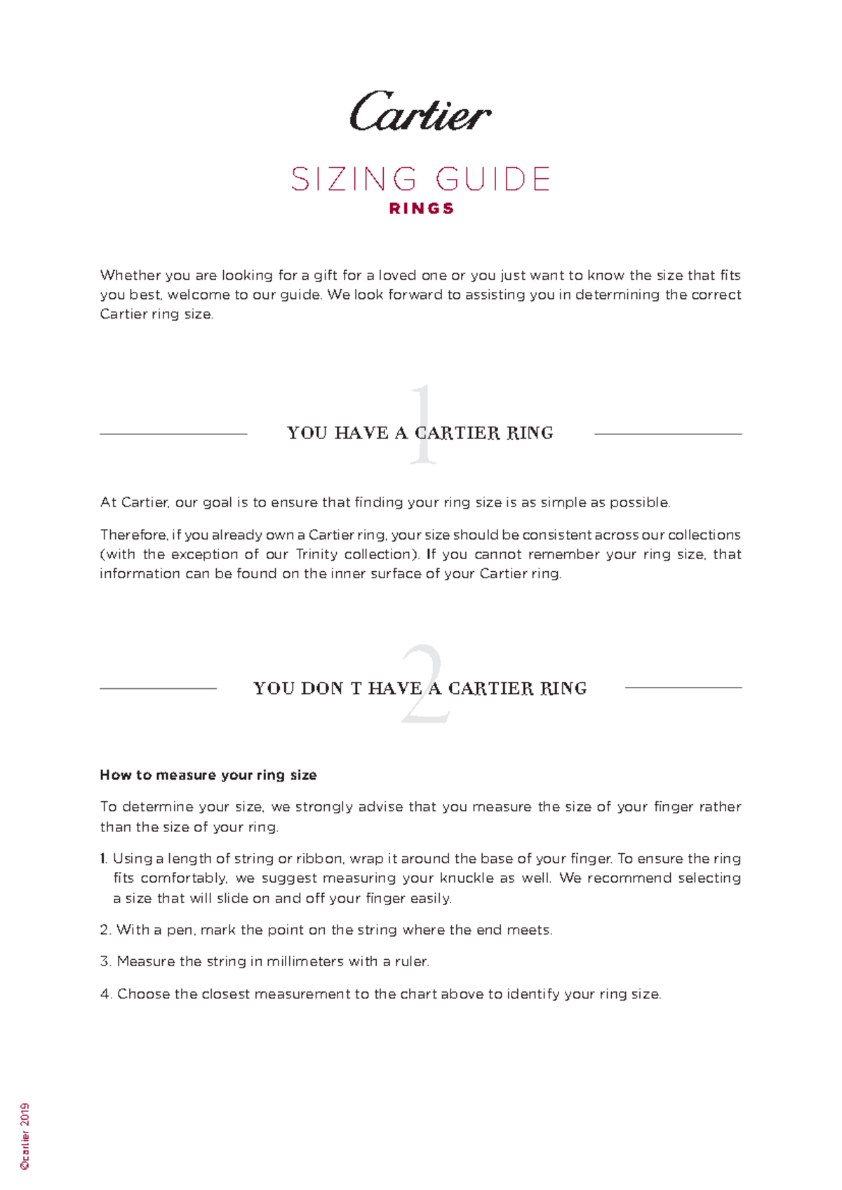Sizing-guide Rings 210x297 WW 2019 - 1 2 SIZING GUIDE rings YOU HAVE A ...