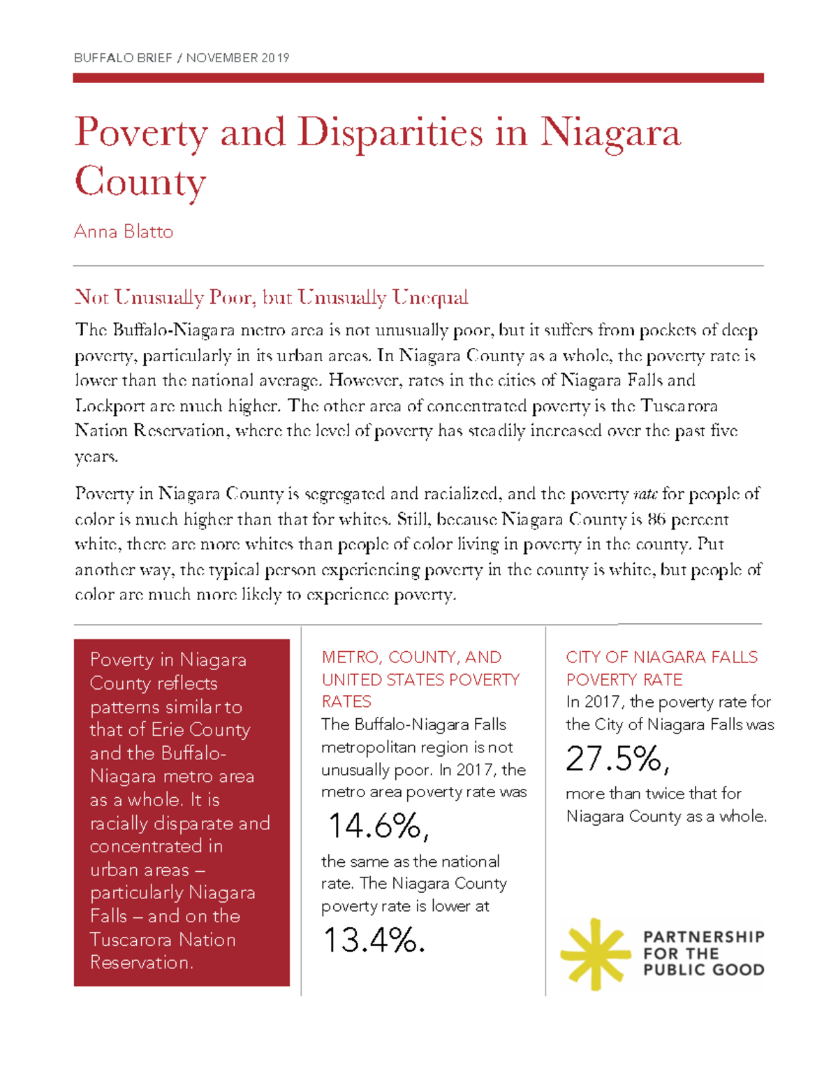 Poverty Rates and Racial Disparities in Niagara County: A Buffalo Brief ...