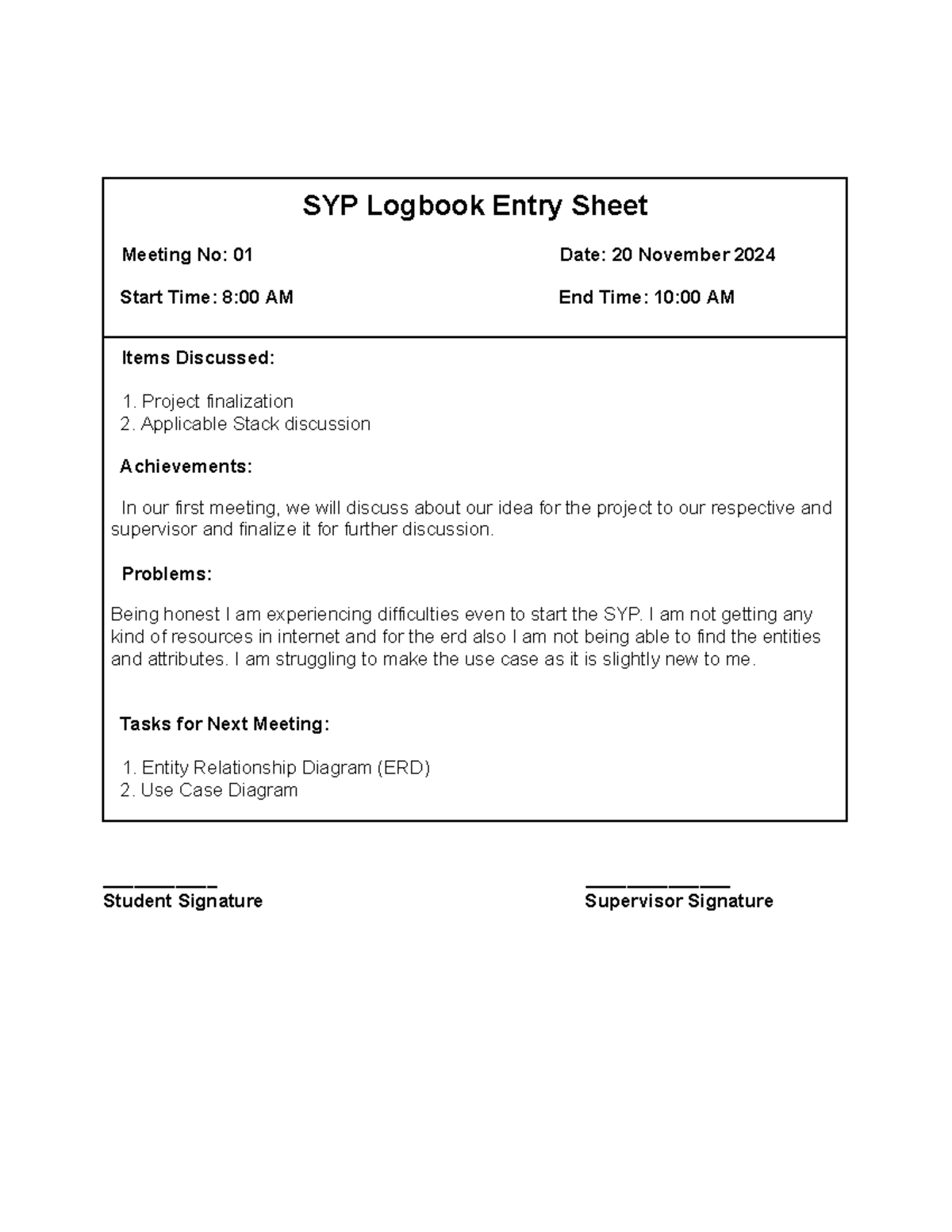 Logbook syp - This is a tutorial file solved - SYP Logbook Entry Sheet ...