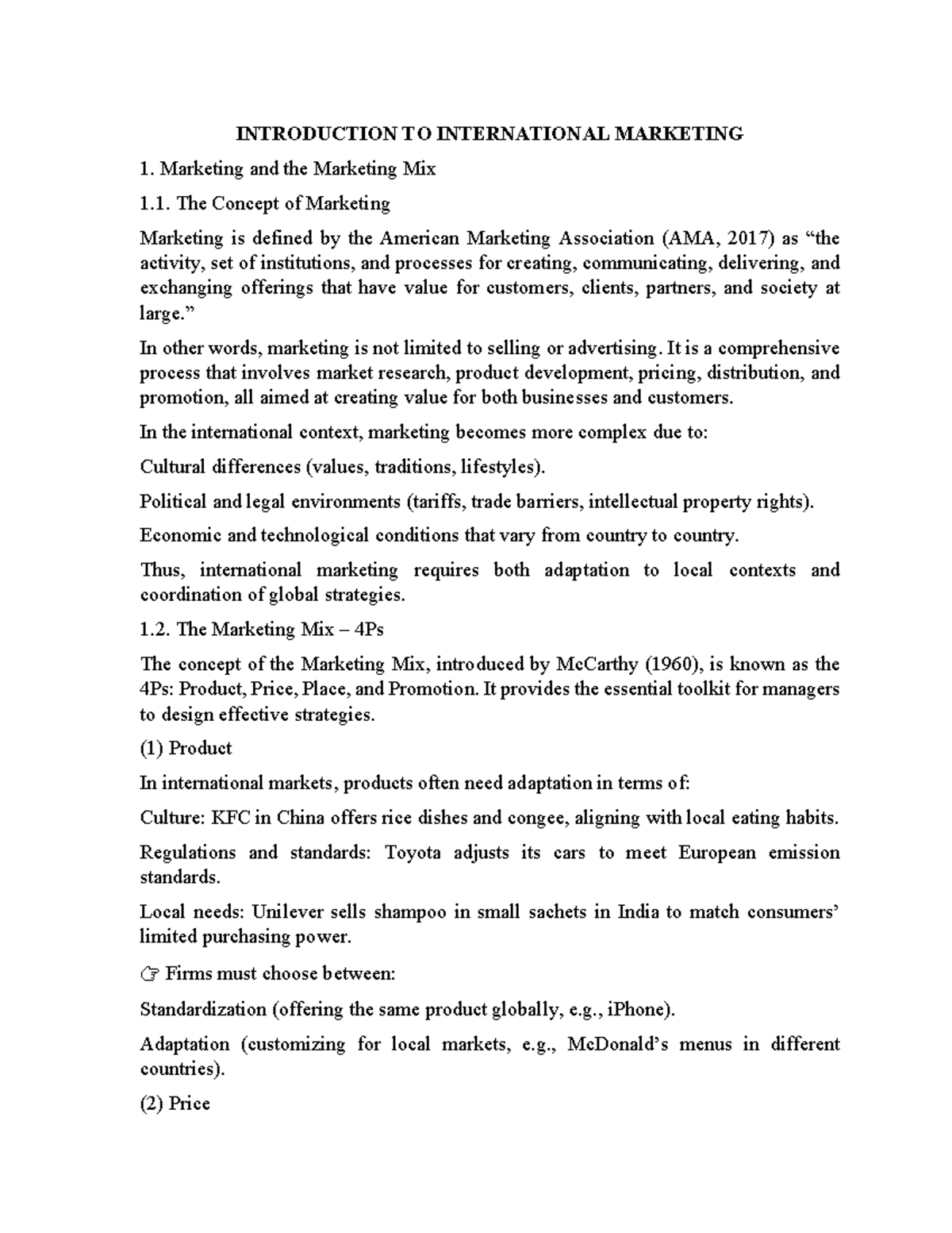 International Marketing: Understanding the 4Ps and Global Strategies ...