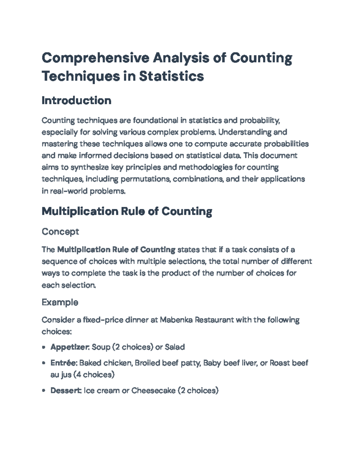 Counting Techniques in Statistics: Analysis & Applications (STAT 101 ...