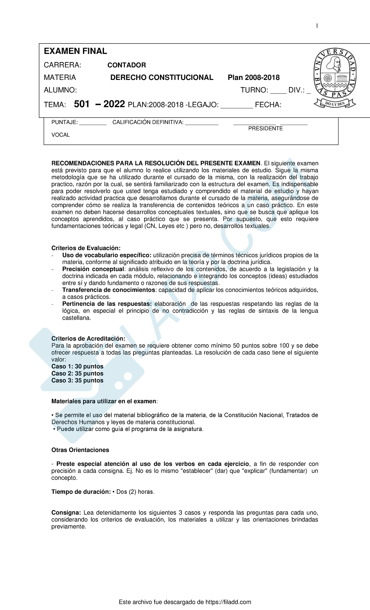 Examen Final CDR-2018-D DC V29: Derecho Constitucional 2022 - Studocu