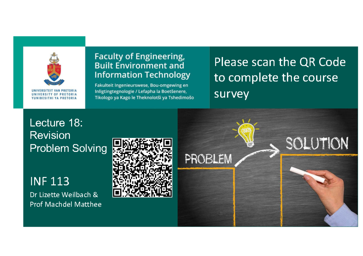 INF 113 - Lecture 18: Design Thinking & Problem Solving Revision - Studocu