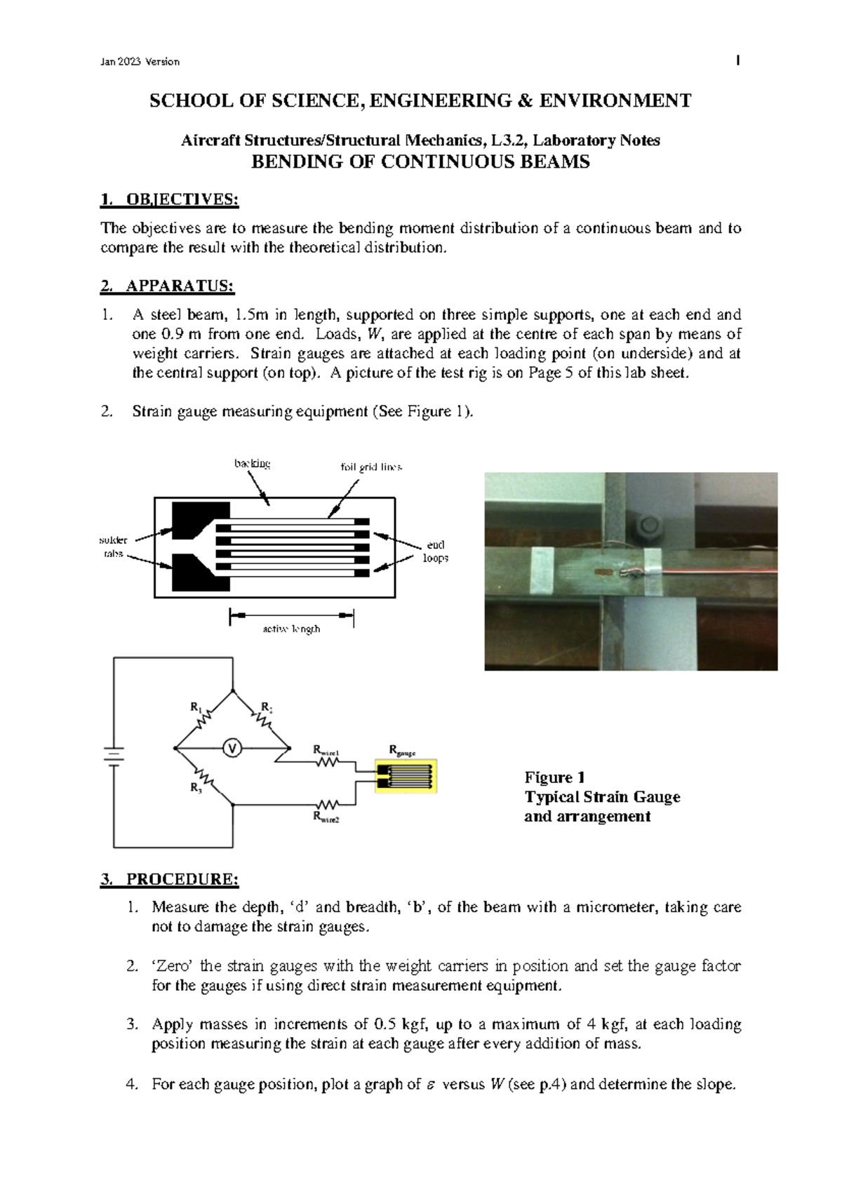 2023 Continuous Beams Lab Sheet - SCHOOL OF SCIENCE, ENGINEERING ...
