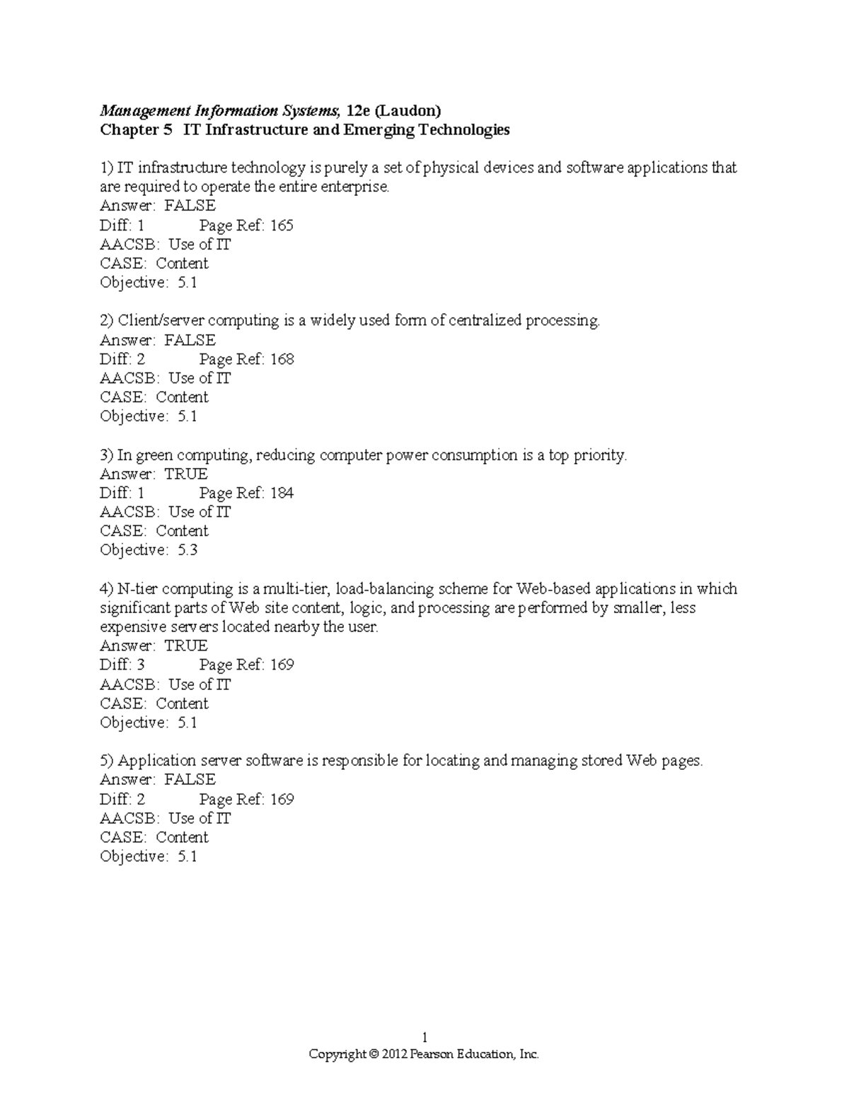 MIS 12e Testbank Solutions: Laudon Chapter 5 - IT Infrastructure ...