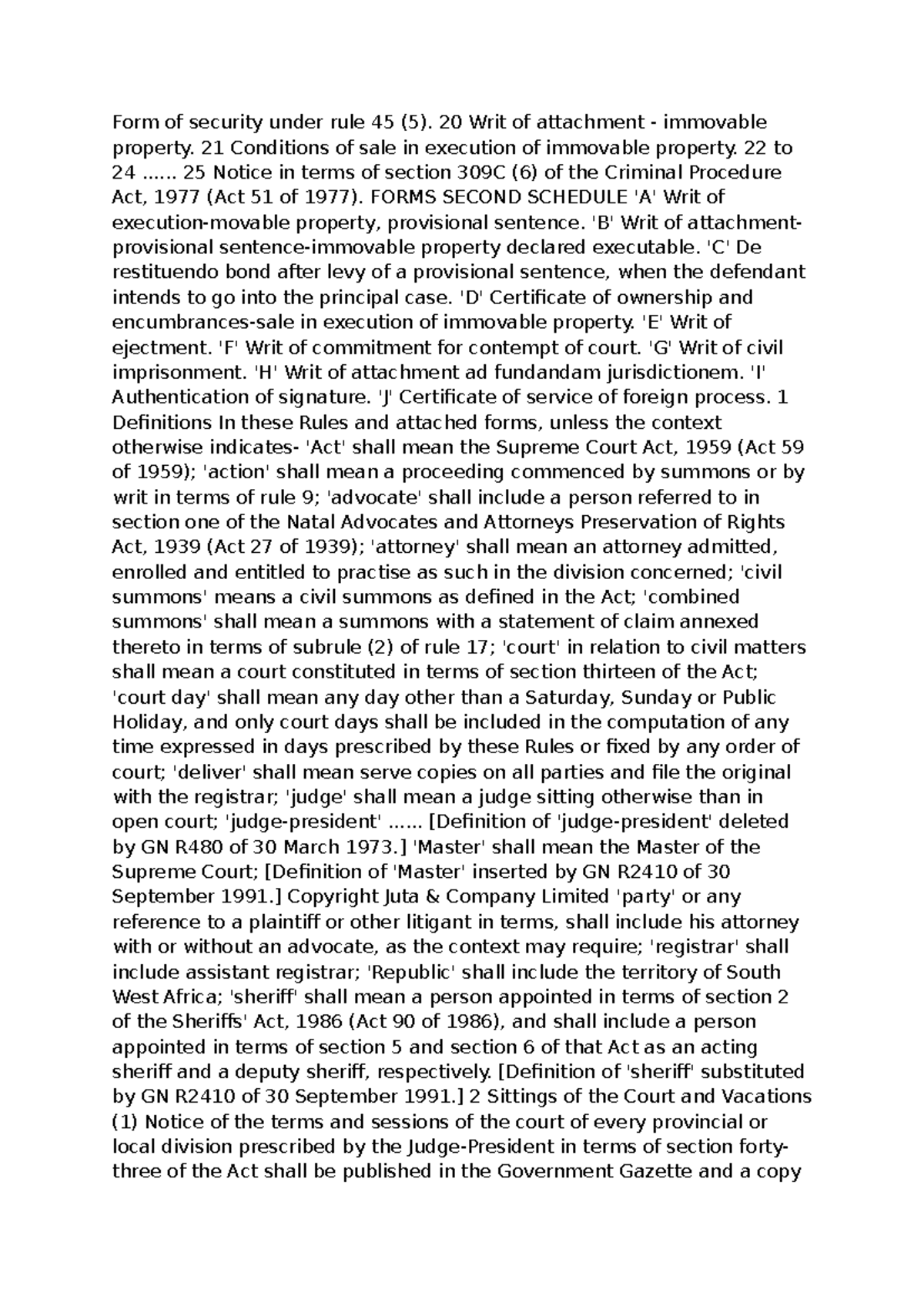 Form of Security Under Rule 45: Writs & Conditions Explained - Studocu