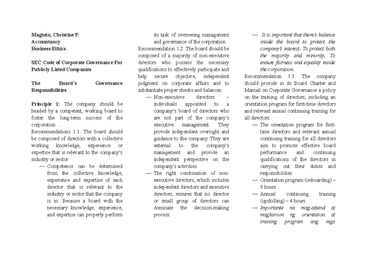 Chapter 3: Business Ethics in Accountancy (SEC Code Compliance) - Studocu