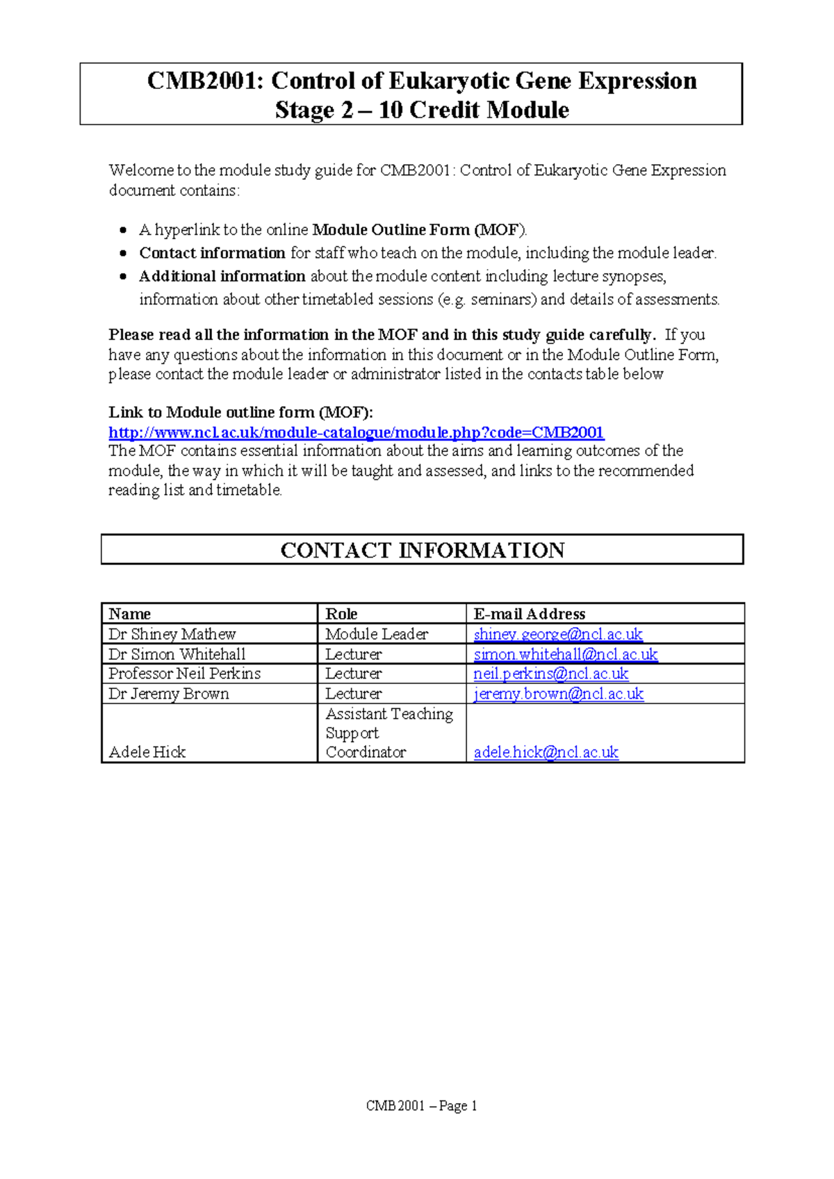 CMB2001 Final Study Guide (2023-24): Control of Gene Expression - Studocu