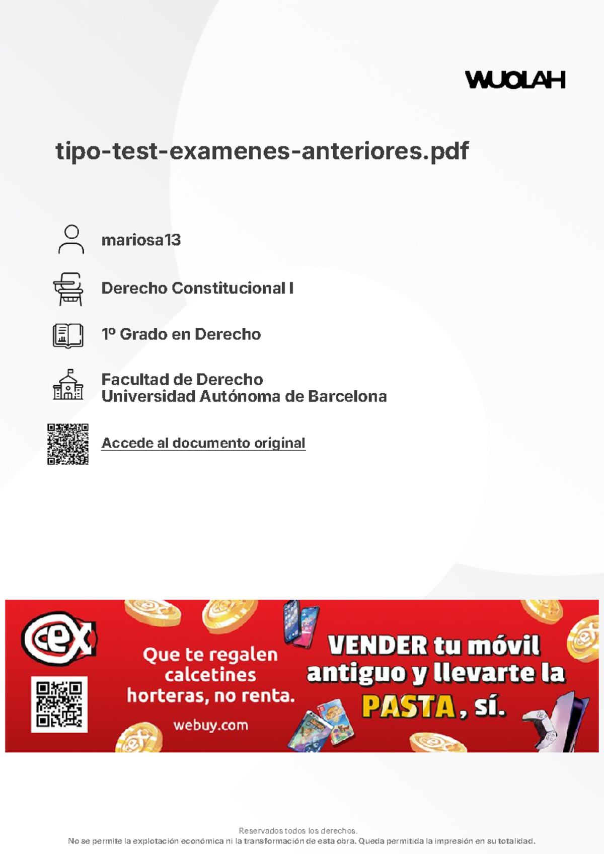 Derecho Constitucional I - Test para Practicar Examen Final 2025 - Studocu